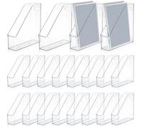 6 Pieces Clear Acrylic Magazine File Holder Plastic Desk Organizer with Handle Basics Vertical Magazine Rack Desk Folder Document Storage Organizer for Office Home School Work Study Desktop Supplies