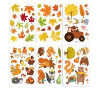 6 Pieces Cling Autumn Decorative Window Stickers Reusable Leaves Design Office Living Room Durable Flat Hooks Fixed