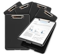6 Pieces clipboard with Storage, 9.5 x 13.5 Plastic Storage clipboard, Foldable Clip Board with Compartment & Sturdy Metal Clip for Office Daily Use, Conference Meetings, Teachers, Student