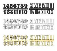 6 Pieces Clock Numerals Kit Including Arabic Number and Roman Number Hands Quartz DIY Digital Clock Numbers for Repair Parts Replacement Clock Accessories for Home Art Decor,Gold, Silver, Black