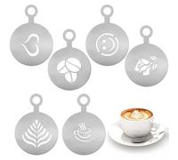 6 Pieces Coffee Stencils Stainless Steel Coffee Decoration Stencil, Reusable Metal Coffee Decoration Stencils, Barista, Cappuccino, Art, Templates, Coffee, Garlands