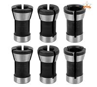 6 Pieces Collet Adapter, Steel Router Collet 6mm 6.35mm 8mm Chuck Milling Machine Adapter Black Router Bit Collet for Woodworking Trimming Engraving Machine