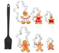 6 Pieces Cookie Cutters,Gingerbread Man Cutters,Pastry Cutters for Baking,Gingerbread Man Cutters Set Stainless Steel Boy and Girl Biscuit Cutter Shapes with 1Pcs Grill Brush for Baking Cake Pastry
