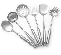6 Pieces Cooking Utensils 304 Stainless Steel Kitchen Utensils Set,Dishwasher Safe,Ergonomic and Comfortable Serving Utensils, Soup Ladle Spoon Turner Skimmer Set
