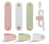 6 Pieces Cord Organizer, PU Leather Cable Organizer Reusable Cable Straps Clips Wire Ties Charging Cord Power Cord Earphone USB Holder Multipurpose Winder Holder Keeper Manager Management