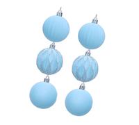 6 Pieces Cozy Flocking Holiday Decorations, Christmas, Light blue