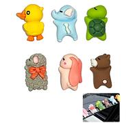 6 Pieces Cute Car Air Display Funny Car Interior Dashboard Decorations Car Accessories with Mini Rabbit Turtle Elephant Bear Duck Sheep Decoration Ornaments for Women Girl Gifts Desk Home Decor