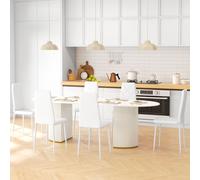 6-Pieces Dining Chairs, Faux Leather Kitchen Chairs, White HOMCOM White One Size