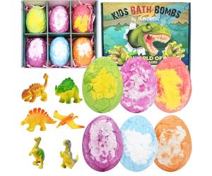 6 Pieces Dinosaur Egg Bath Bombs Set for Kids, 100g Each, Large Dino Egg Shower Bath Balls Fizzies with Mini Dinosaur Toys Inside for Easter Day, Christmas, or Birthday Gifts for Boys Girls