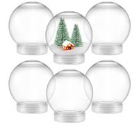 6 Pieces DIY Snow Globe Water Globe 3.6 Inch Clear PET Plastic with Screw Off Cap for DIY Crafts Christmas Decoration