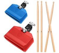 6 Pieces Drum Jam Block Musical Percussion Block with Maple Drum Sticks 5A Adjustable Mount Bracket Plastic Percussion Instruments Block for Latin Drum