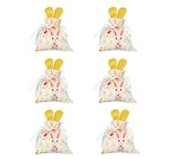 6 Pieces Easter Storage Pouches Flannel Fabric Drawstring Closure Candy Holders Toy Organization Supplies " Easter Rabbits Bag