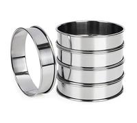 6 Pieces English Muffin Rings, 3.15 Inch Stainless Steel Crumpet Rings, Tart Rings for Baking, Double Rolled Nonstick Round Cake Ring, Metal Pastry Ring Mold for Dessert Food Making Tool