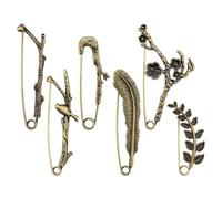 6 Pieces Extra Large Decorative Security Pins, Vintage Brooches Pins for Women, Heavy Duty Shawl Sweater Brooch Clip Fashion Jewelry Accessories for Clothing Hat Scarf (Bronze) (6 Pieces)