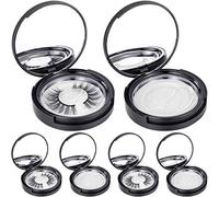 6 Pieces Eyelash Packaging Circle Box with Mirror, Eyelash Storage Box Empty Lash Case with Lash Holder for Women Girls (Matte Black)