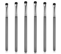 6 Pieces Eyeshadow Smudge Brush Black Short Shader Small Precision Crease Brush Flat Smudger Tool Smokey Smudger Makeup Brush Blending Brushes for Eyes Eyeliner, Corner Highlighter, Eyebrow Concealer