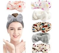6 pieces Facial Makeup Headbands Fluffy Soft Bowknot Makeup Hair Bands Elastic Spa Headband for Washing Face Makeup Bath Yoga