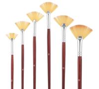 6 Pieces Fan Brush,Fan Brush for Painting,Artist Acrylic Paint Brushes Set Professional Paint Brushes with Nylon Hair DIY Craft Long Wood Handle for Acrylic Watercolor Oil Rock Gouache Painting