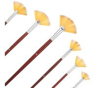 6 Pieces Fan Brushes Artist Fan Paint Brush Set,Professional Acrylic Paint Brushes with Nylon Hair DIY Craft Long Wood Handle for Acrylic Watercolor Oil Gouche Painting Rock Painting