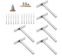 6 Pieces Floating Shelf Brackets, Hidden Blind Support, Solid Steel Invisible Shelf Support, T Shape Metal Brackets, with Mounting Screws, for Wall Mounted Decoration Cabinet Furniture, Silvery