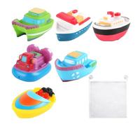 6 Pieces Floating Toys, 1 Piece Toy Storage Bag, Bath Toy Boat, Children'S Bath Toys, Water Floating Toy Boat, Bathtub Pool Toys, Children'S Bath Companion
