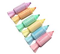 6 Pieces Fluorescent Highlighter Set Double End Candy Shaped Supplies for Adults Artists Designers