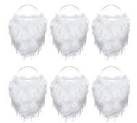 6 Pieces Funny Santa Beard White Fake Beard Christmas Santa Claus Beard Costume for Teens Adults Disguise Santa Claus on Christmas Party Accessories