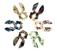 6 Pieces Galaxy Solar System Universe Bow Hair Elastics Scrunchies Bunny Ear Scarf Scrunchies Bow Hair Scrunchies Ponytail Holder Scrunchy Ties Hair Bands for Women Girls