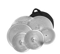 6 Pieces Gold Low Volume Cymbal Set 10 Splash 14 Hi Hat 16 Crash 18 Crash 20 Ride Bag For Durm Set(Silver)
