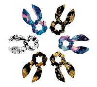 6 Pieces Golden Crane Fan Flower Silhouette Bow Hair Elastics Scrunchies Bunny Ear Scarf Scrunchies Bow Hair Scrunchies Ponytail Holder Scrunchy Ties Hair Bands for Women Girls