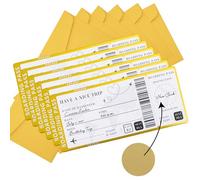 6 Pieces Golden Ticket Scratch-off Cards with Envelopes, Personalised Scratch Boarding Pass,Unique Travel Gift Packaging, Scratch & Reveal Surprise Ticket for Valentine's Day, Birthday, Girlfriends