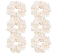 6 Pieces Hair Scrunchies Satin Elastic Soft Hair Ties Scrunchy Hair Bands for Women Girls (Beige)