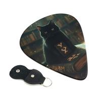 6 Pieces Halloween Black Cat Mysterious Notebook Guitar Picks, Bass Electric Acoustic Guitar Ukulele Accessories, Heavy Guitar Picks with Organizer Bag