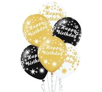 6 pieces HAPPY BIRTHDAY birthday BALLOONS gold-black
