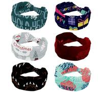 6 Pieces Happy Holidays Sheep Women’s Headbands Elastic Wide Headband Non-Slip Hairband Moisture-Wicking Workout Head Band for Yoga, Gym, Running, Fitness, Sport