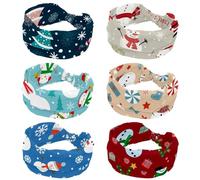 6 Pieces Headband for Women, Soft Wide Headbands, Merry Christmas Snowman Non Slip Workout Hairbands for Yoga Fitness Travel Gym, Hair Accessories