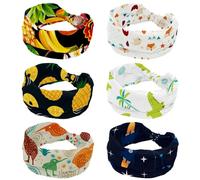 6 Pieces Headbands for Women, Fashion Wide Headband, Autumn Birds Foxes and Other Elements Cross Elastic Head Wrap, Sweat Sport Workout Turban Headband