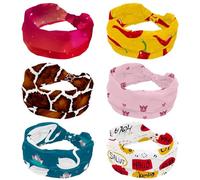 6 Pieces Headbands for Women Girls, Chili Yellow Soft Wide Headband, Stretchy Knotted Headwraps, Fashion Sports Hairdband for Workout Yoga, Gym, Running