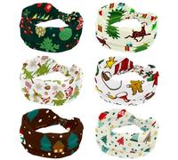 6 Pieces Headbands for Women, Wide Turban Headband, Merry Christmas Non Slip Head Wraps, Elastic Sweat Yoga Workout Hairband Soft Hairwrap Bandana