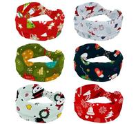 6 Pieces Headbands for Women, Yoga Workout Headband, Merry Christmas Elastic Criss Hairband, Soft Hairwrap, Fashion Turban Head Band