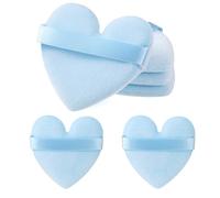 6 Pieces Heart Shape Powder Puff, Soft Makeup Puff Foundation Sponge Cushion Puff Makeup Applicator for Contouring, Eye and Corner, Beauty Blender Spong Make Up Tools for Women (Light Blue)