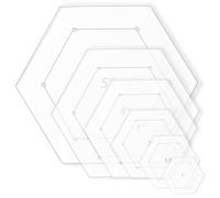 6 Pieces Hexagon Quilting Template with 1/4 Inch Seam Allowance, Hexagon Acrylic Quilting Rulers and Templates for Sewing DIY Manual Crafts Including 1inch, 1.5 Inch, 2 Inch, 3 Inch, 4 Inch, 5 Inch