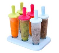 6 Pieces Ice Pop Mold，Popsicle Molds with Sticks，for DIY Ice Cream Popsicles (Multicolor, Long)