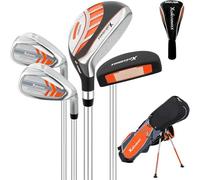 6 Pieces Kids Golf Club Set, Junior Golf Club Set Ages 4-12 Includes Stand Bag, 1# Drive, 5# Hybrid, 6/7#, 9/P# Irons and Putter Right Hand for Boys Girls,Orange,6-10 Ages