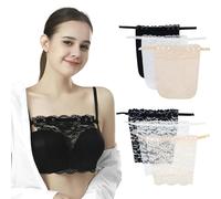 6 Pieces Lady Lace Clip-on Mock Camisole Bra Insert Overlay Modesty Panel Vest Lace Privacy Invisible Bra for Woman, Panels for Low Cut Tops/Cleavage Cover up for Dresses (Skin Color, White, Black)