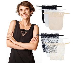 6 Pieces Lady Lace Clip-on Mock Camisole Bra Insert Overlay Modesty Panel Vest Lace Privacy Invisible Bra for Woman - One Size(Skin Color, White, Black