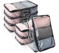 6 Pieces Large Clear Travel Packing Cube Clear Vinyl Zippered Storage Bags See Through Moving Bag PVC Multipurpose Pouch with Handle for Suitcase Shirts Dress Storage (Gray, 15.8 x 10.2 x 3.9 Inch)