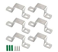 (6 Pieces) M50x25mm Square Tube Bracket 304 Stainless Steel U Shape Metal Bracket Pipe Hanger Strap Hose Clamp with Screws