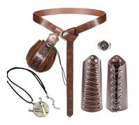 6 Pieces Medieval Clothing for Women Men Accessories Set, Viking Belt Leather Bag Bracers Vintage Renaissance Knight Decoration