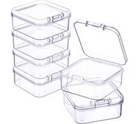 6 Pieces Mini Plastic Clear Beads Storage Containers Box for Collecting Small Items, Beads, Jewelry, Business Cards, Game Pieces, Crafts (1.7 x 1.7 x 0.79 Inch)